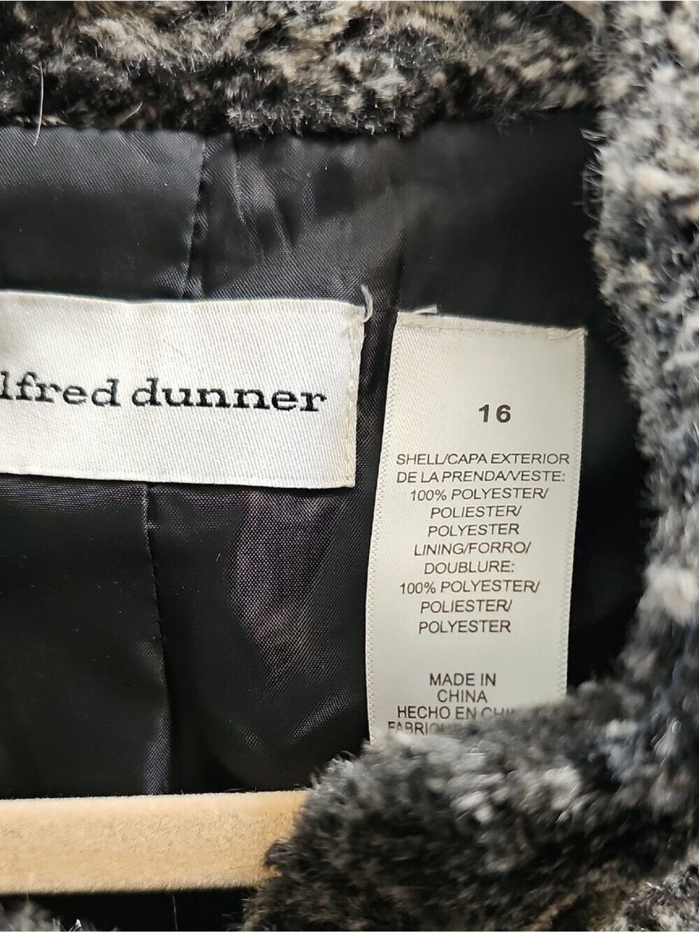 Alfred Dunner Black & White Textured Faux Fur Coat - Picture 3 of 5